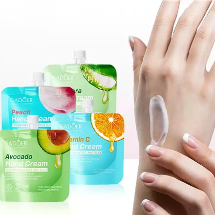 SADOER OEM Wholesale Avocado Vitamin C Peach Aloe Private Label Whitening Firming Moisturizing Mini Travel Size Hand Cream