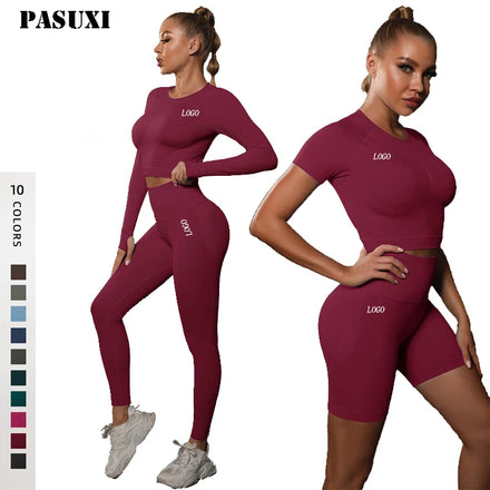 PASUXI Seamless Yoga Set Women Gym Clothes Sportswear Yoga Suits for Fitness Gym Set Underwear Tracksuits Leggings Yoga Set