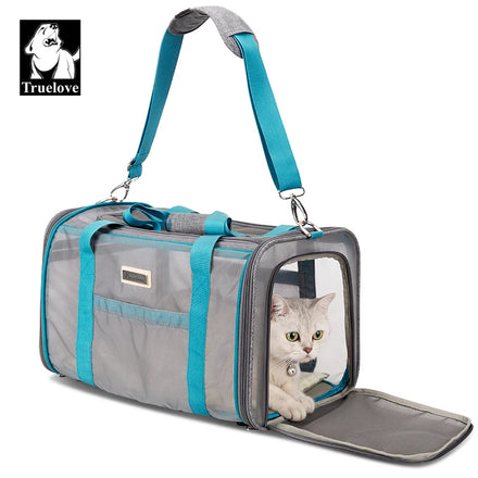 Truelove Comfortable Durable Travel Large Space Pet Carrier Bag for Small Dog Cat Breathable Mesh Soft Sided Foldable Backpack