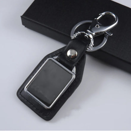 Custom Logo Stainless Steel UV Printing Leather Vintage Car Key Ring Keychain Black Lightweight