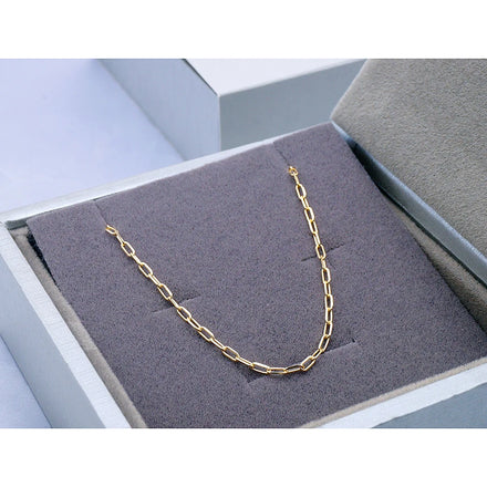 Hot Sale 10K Solid Gold Chain 10 Karat Gold Paper Clip Chain Necklace Real Gold Chain