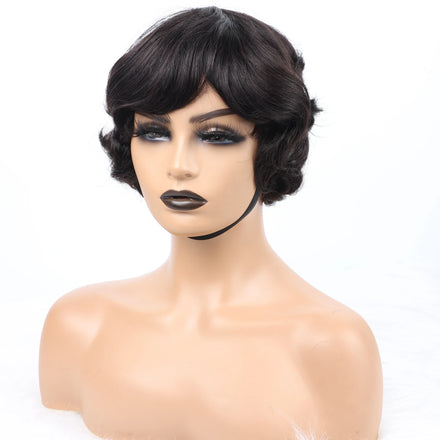 Wholesale Short Virgin Hair Wig 180% Density Brazilian Virgin Hair Machine Made None Lace Human Hair Wigs 8 Inch for Black Women