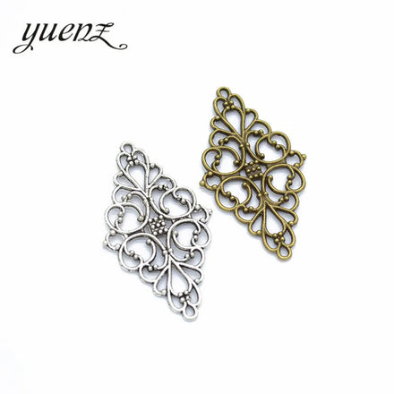 YuenZ Antique Silver Color Metal Hollow Flower Charm Pendants Jewelry Making Findings DIY Charms Handmade G107