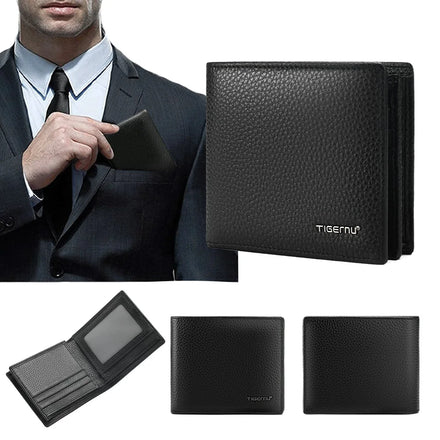 Urban Style Men's 6.1-Inch Classic Cowhide Wallet Durable Waterproof Wear-Resistant Top Layer Polyester Short Gift for Boutique
