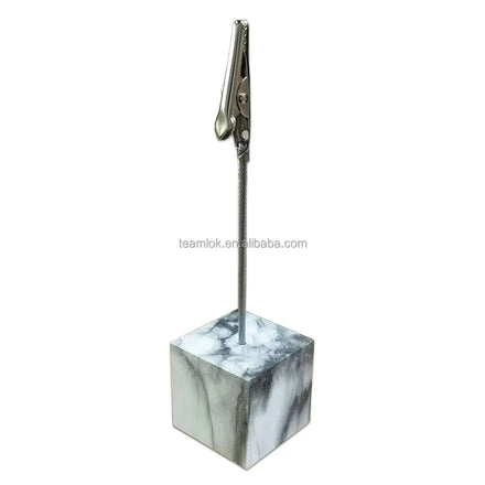 Marble Acrylic Cube Memo Clip Holder for Name & Table Number Card Display Essential for Warehousing & Supermarket Supplies