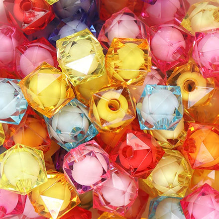 DIY Handicraft Accessories Acrylic Loose Spacer Colorful Clear Cube Square Round Crystal Beads