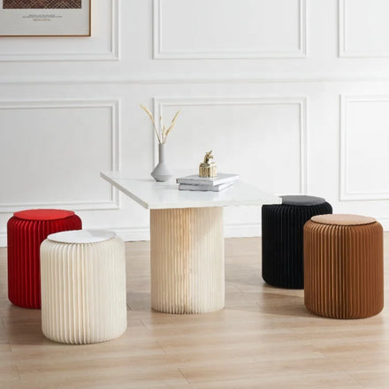 INNOPAPER Eco-Friendly Foldable Kraft Paper Stool for Bedroom Hotel & Apartment Use-Classic Design 28cm Round Seat