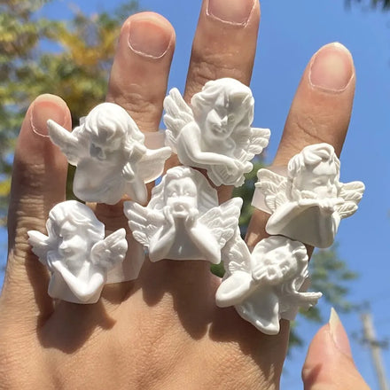 Resin Adjustable Romantic Ring Little Angel High Grade Decoration Creative 2022 Cupid Cute Art Acrylic Hiphop Square Colorful /