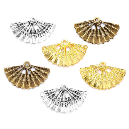 Antique Silver Color Zinc Alloy Fan Charms Pendants Diy Jewelry Findings Accessories Wholesale 33*21mm J206
