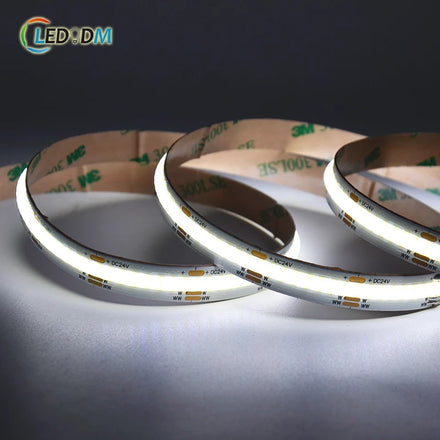 CCT COB LED Strip 24V 12V 2700K 4000K 6500K Double Colors Dimmable Color 5m/roll 608Chips/m 80LM/W COB LED Strip Light