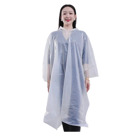 Factory Supply Large Biodegradable Rain Poncho for Adults Reusable Waterproof Raincoat White Design Environmentally Friendly