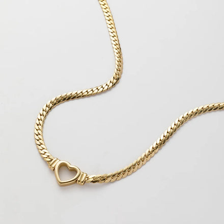 YF2325 Vintage Waterproof Tarnish Free 18k Gold Plated Stainless Steel Braided Blade Heart Choker Necklace Bracelet Jewelry