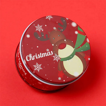 Hot Sale Red 4.4 oz Stock Christmas Round Metal Tea Candy Container Tin Can Gift Box Tinplate Jar Scented Candle Jar