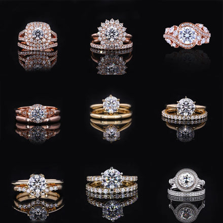 Starsgem Fine Jewelry Couple Set 14k 18K Solid Gold Engagement Wedding Moissanite Ring