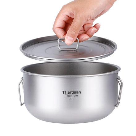 Camping Stock Pot Food Grade Heavy Duty Induction-Large Stew Simmering Cookware Cook Set Titanium Wild Soup Pot