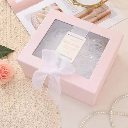Yiwu Packaging Box Clear Lid and Base Clear PVC Window Paper Gift Box With Ribbon Bow