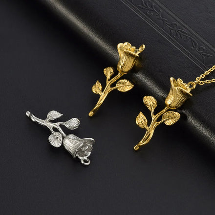 Ins 18K Gold Plated Necklace Stainless Steel Necklace Rose Flower Pendant Necklace for Women