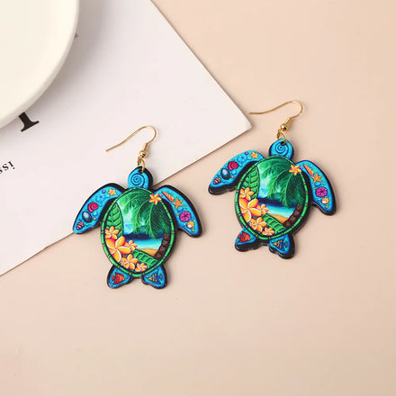 Europe and America Fashion Hawaiian Holiday Jewelry Earrings Wholesale Ethnic Style Acrylic Tortoise Earrings