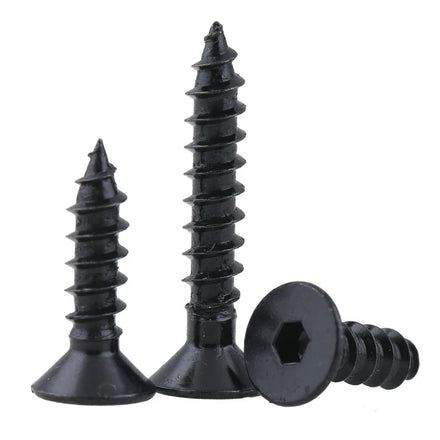 M2 M2.3 M2.5 M2.6 M3 M4 M5 M6 Grade 8.8 Black Flat Allen Hex Socket Countersunk Head Self Tapping Screws