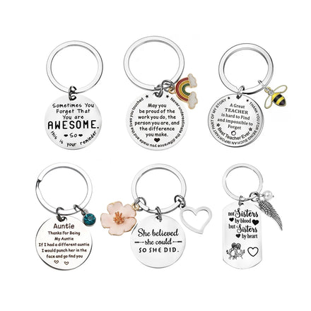 Custom Teachers' Day Girlfriend Gift Key Ring Accessories Stainless Steel Metal Key Chain for Friend