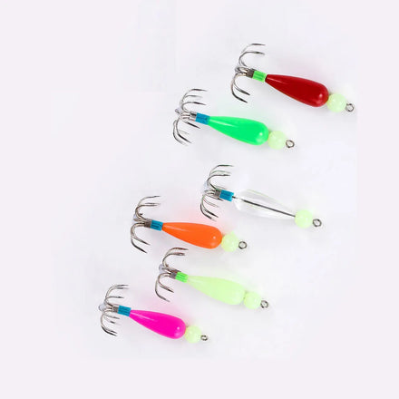 5Pcs/Bag Stainless Steel Noctilucent 8 Needle Luminous Squid Fishing Jig Lures Bait