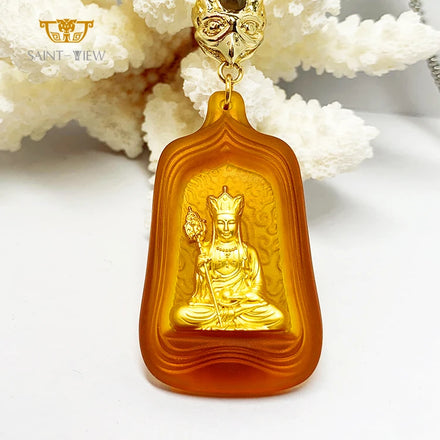 Temple Tourism Hot-Selling Brand Eco-Friendly Carved Crystal Beaded Necklace Dizang Ksitigarbha Bodhisattva Pendant Buddhism