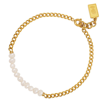 New Hot Selling Portrait Square Brand Pearl Bracelet Stainless Steel Jewelry Bracelet for Women