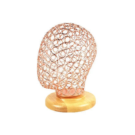 Mesh Head Mannequin Metal Wire Mannequin Heads Gold Silver Style Iron with Wooden New Base Rose Unique Stand Unisex High Grade