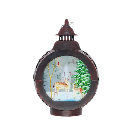 Qualisub Antique Dark Red Plastic and Acrylic LED Storm Lantern Light Blanks Sublimation Christmas Ornament for DIY Printing