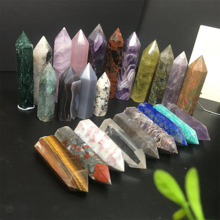 1KG Natural Crystal Healing Quartz Amethyst Quartz Hexagon Prism Crafts Stone Hexagon Column Point Towel Ornaments