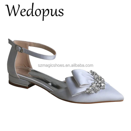 Wedopus Customized White Wedding Shoes Women Flat