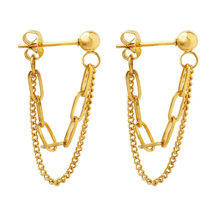 Custom Size Double Layer Chain Pendant Earrings Stainless Steel Earrings Jewelry Gold Plated