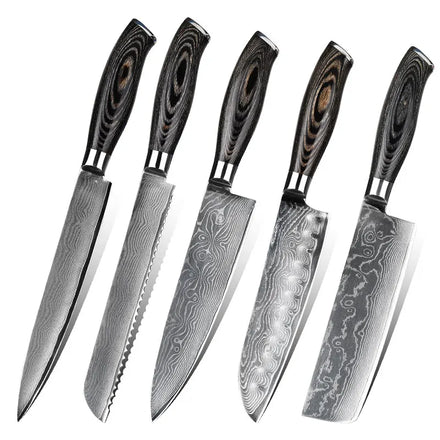 Wholesale Hot Sales 8pcs Knife Set Damascus Knife Blanks with Pakkawood Handle