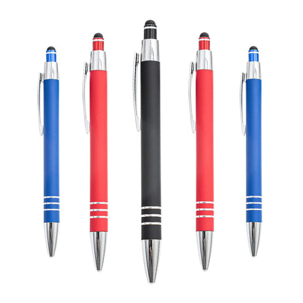 Hot Selling Metal for Stylus Pen with Soft Rubber Finish Custom Logo Printed Cheap Ballpoint for Mobile Phones