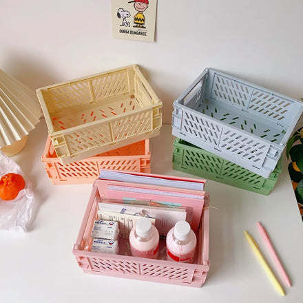 Collapsible Storage Crates Stackable Storage Container Basket Desktop Carrying Basket