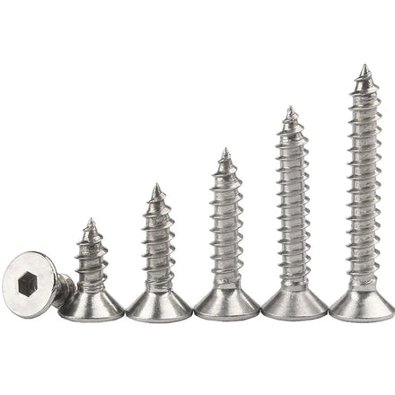 M2 M2.3 M2.6 M3 M4 M5 M6 M8 Stainless Steel 304 Allen Socket Countersunk Self Tapping Screws Hex Flat Head Wood Screws