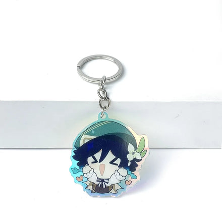 Double-sided design can be customized acrylic holographic broken glass holographic star epoxy resin various craft keychain acces