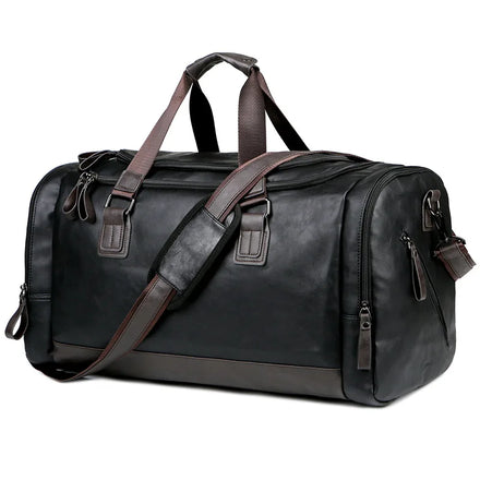 Custom Logo PU Leather Travel Duffel Bag Carry-On Classical Design Waterproof Business Men's Weekender Bag Men's Weekender Bag