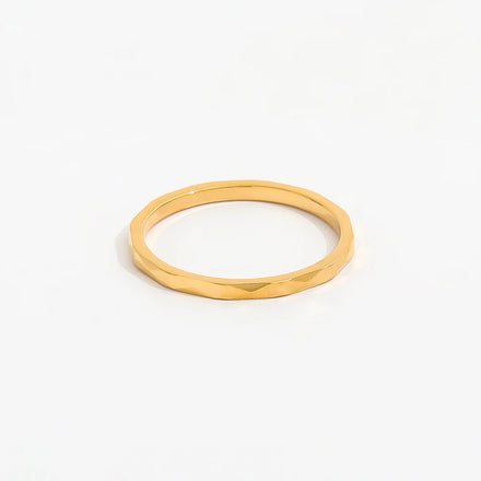 Fenny Jewelry Versatile Cubic Cut Minimalist Stainless Steel Thin Pointed Ring No Fade&Tarnish Free Wholesale Jewelry