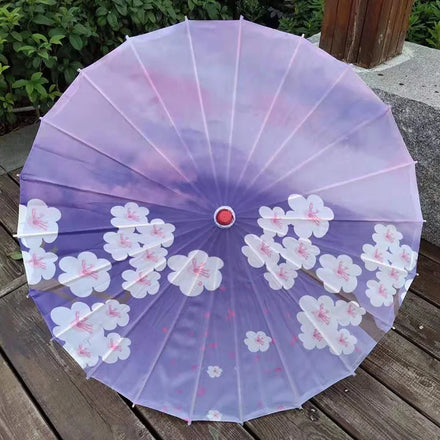 Wedding Umbrella White Oil Paper Bamboo Dance Umbrella Art Deco Parasol Craft Umbrella Chinese Fabric Parasol