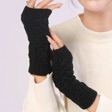 Half Finger Gloves for Women Winter Soft Warm Wool Knitting Arm Gloves Soft Warm Mittens Hands Warmer Sleeves Unisex