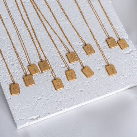 Fenny 18K Gold Plated Fashion 12 Birth Flower Pendant Dainty Chain Necklace Trend Stainless Steel Jewelry Wholesale