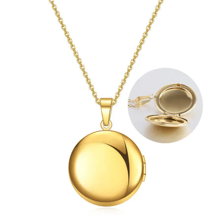 Dina Factory Wholesale High Polishing Stainless Steel Round Box Locket Photo Frame Necklace Openable Pendant Jewelry