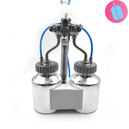 1.3mm Caliber Double-head Spray Gun Two-component Spray Paint Gun with 2 Lower Pots Inner Pressurized HVLP Paint Spray Gun