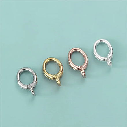Wholesale 925 Sterling Silver Oval Spring Clasp Gold Plated Oval Ring Buckle for Bracelet Necklace Jewelry Making