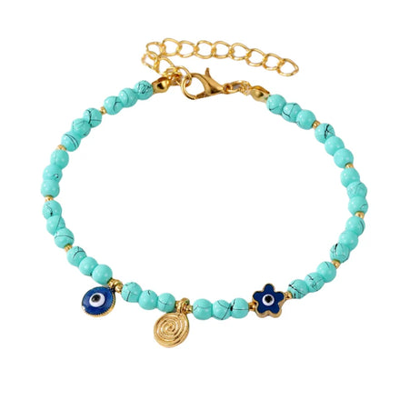 New Bohemian Fashion Alloy Beaded Women's Bracelet With EVIL EYE Charm Personality Versatile Trendy Retro Women's Beads Jewelry