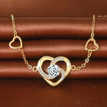 925 Sterling Silver Heart Bracelet Custom Fine Jewelry with Zircon for Weddings Parties and Gifts