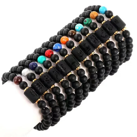 Zodiac Bracelet 8mm Real Natural Stone Black Onyx Stone Star Sign Horoscope Gemstone Bracelet Gifts Friendship Jewelry