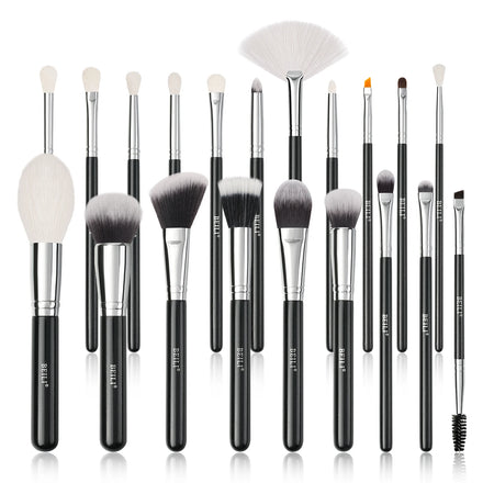 BEILI Factory Price 20pcs Goat Hair Makeup Brush Set Wood Handle Black Makeup Brushes Custom logo Private Label Makeup Brush Set