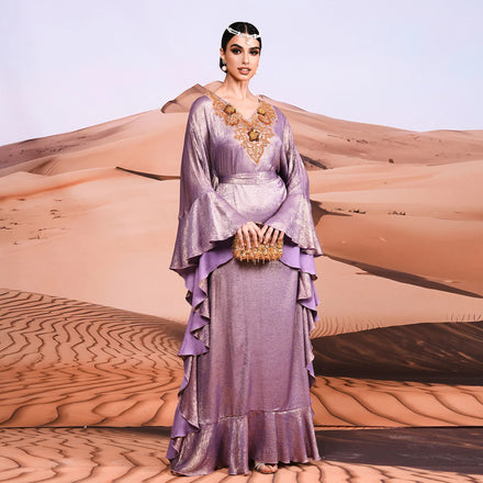Modest Dress Stain European Style Casual Lady Maxi Dresses Caftan Evening Party Dress